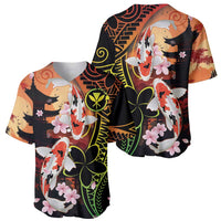 Hawaiian and Japanese Baseball Jersey Koi Fish With Kanaka Polynesian Tattoo LT14 - Polynesian Pride