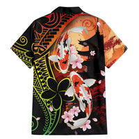 Hawaiian and Japanese Family Matching Mermaid Dress and Hawaiian Shirt Koi Fish With Kanaka Polynesian Tattoo LT14 - Polynesian Pride