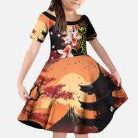 Hawaiian and Japanese Family Matching Summer Maxi Dress and Hawaiian Shirt Koi Fish With Kanaka Polynesian Tattoo LT14 Daughter's Dress Black - Polynesian Pride