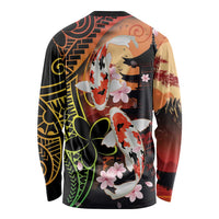 Hawaiian and Japanese Long Sleeve Shirt Koi Fish With Kanaka Polynesian Tattoo LT14 - Polynesian Pride