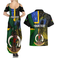 Personalised South Sea Islanders Couples Matching Summer Maxi Dress and Hawaiian Shirt Kanakas With Vanuatu Coat Of Arms LT14 - Polynesian Pride