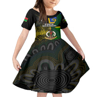 Personalised South Sea Islanders Family Matching Puletasi Dress and Hawaiian Shirt Kanakas With Vanuatu Coat Of Arms LT14 Daughter's Dress Black - Polynesian Pride