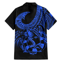 Polynesia Hawaiian Shirt Fish Hook Tattoo Go Fishing Polynesian Pattern Blue LT14 - Polynesian Pride