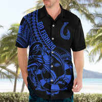 Polynesia Hawaiian Shirt Fish Hook Tattoo Go Fishing Polynesian Pattern Blue LT14 - Polynesian Pride