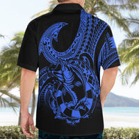 Polynesia Hawaiian Shirt Fish Hook Tattoo Go Fishing Polynesian Pattern Blue LT14 - Polynesian Pride