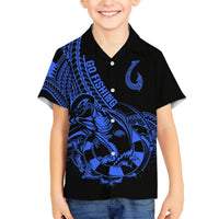Polynesia Hawaiian Shirt Fish Hook Tattoo Go Fishing Polynesian Pattern Blue LT14 - Polynesian Pride