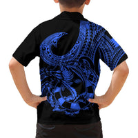 Polynesia Hawaiian Shirt Fish Hook Tattoo Go Fishing Polynesian Pattern Blue LT14 - Polynesian Pride