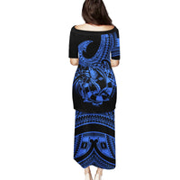 Polynesia Puletasi Fish Hook Tattoo Go Fishing Polynesian Pattern Blue LT14 - Polynesian Pride