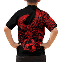 Polynesia Hawaiian Shirt Fish Hook Tattoo Go Fishing Polynesian Pattern Red LT14 - Polynesian Pride