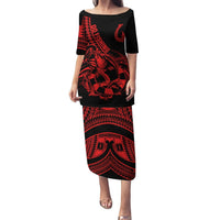 Polynesia Puletasi Fish Hook Tattoo Go Fishing Polynesian Pattern Red LT14 Long Dress Red - Polynesian Pride