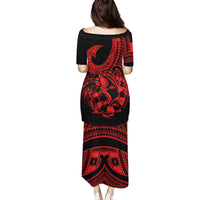 Polynesia Puletasi Fish Hook Tattoo Go Fishing Polynesian Pattern Red LT14 - Polynesian Pride