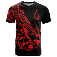 Polynesia T Shirt Fish Hook Tattoo Go Fishing Polynesian Pattern Red LT14 Red - Polynesian Pride