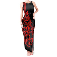 Polynesia Tank Maxi Dress Fish Hook Tattoo Go Fishing Polynesian Pattern Red LT14 Women Red - Polynesian Pride