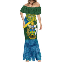 Personalised Solomon Islands Mermaid Dress Tropical Leaves With Melanesian Pattern LT14 - Polynesian Pride