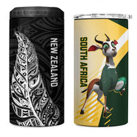 New Zealand and South Africa Rugby 4 in 1 Can Cooler Tumbler Maori Silver Fern Springbok Together - Polynesian Pride