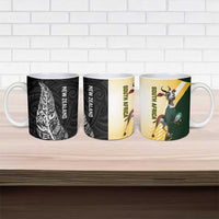 New Zealand and South Africa Rugby Ceramic Mug Maori Silver Fern Springbok Together - Polynesian Pride