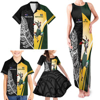 New Zealand and South Africa Rugby Custom Family Matching Tank Maxi Dress and Hawaiian Shirt Maori Silver Fern Springbok Together - Polynesian Pride
