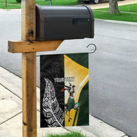 New Zealand and South Africa Rugby Custom Garden Flag Maori Silver Fern Springbok Together - Polynesian Pride