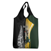 New Zealand and South Africa Rugby Custom Grocery Bag Maori Silver Fern Springbok Together - Polynesian Pride