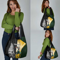 New Zealand and South Africa Rugby Custom Grocery Bag Maori Silver Fern Springbok Together - Polynesian Pride