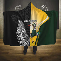 New Zealand and South Africa Rugby Custom Hooded Blanket Maori Silver Fern Springbok Together - Polynesian Pride