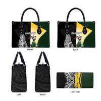 New Zealand and South Africa Rugby Custom Leather Bag Maori Silver Fern Springbok Together - Polynesian Pride