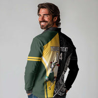 New Zealand and South Africa Rugby Custom Long Sleeve Polo Shirt Maori Silver Fern Springbok Together - Polynesian Pride