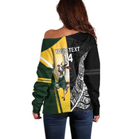New Zealand and South Africa Rugby Custom Off Shoulder Sweater Maori Silver Fern Springbok Together - Polynesian Pride