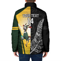 New Zealand and South Africa Rugby Custom Padded Jacket Maori Silver Fern Springbok Together - Polynesian Pride