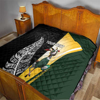 New Zealand and South Africa Rugby Custom Quilt Maori Silver Fern Springbok Together - Polynesian Pride