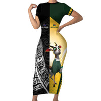 New Zealand and South Africa Rugby Custom Short Sleeve Bodycon Dress Maori Silver Fern Springbok Together - Polynesian Pride
