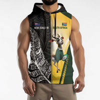 New Zealand and South Africa Rugby Custom Sleeveless Zip Hoodie Maori Silver Fern Springbok Together LT14 - Polynesian Pride