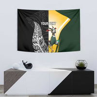 New Zealand and South Africa Rugby Custom Tapestry Maori Silver Fern Springbok Together - Polynesian Pride