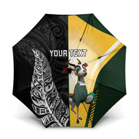 New Zealand and South Africa Rugby Custom Umbrella Maori Silver Fern Springbok Together - Polynesian Pride