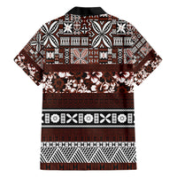 Bula Fiji Family Matching Short Sleeve Bodycon Dress and Hawaiian Shirt Fijian Tapa Masi With Hibiscus Flowers LT14 - Polynesian Pride