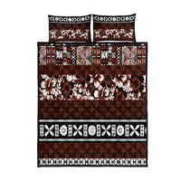 Bula Fiji Quilt Bed Set Fijian Tapa Masi With Hibiscus Flowers LT14 Brown - Polynesian Pride
