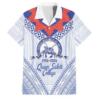 Queen Salote College 100 Years Personalized Hawaiian Shirt Tonga QSC Heilala Lei White Ngatu Pattern