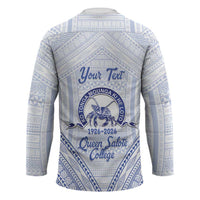 Queen Salote College 100 Years Personalized Hockey Jersey Tonga QSC Heilala Lei White Ngatu Pattern