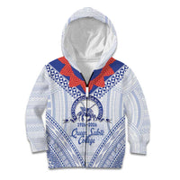 Queen Salote College 100 Years Personalized Kid Hoodie Tonga QSC Heilala Lei White Ngatu Pattern