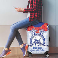 Queen Salote College 100 Years Personalized Luggage Cover Tonga QSC Heilala Lei White Ngatu Pattern
