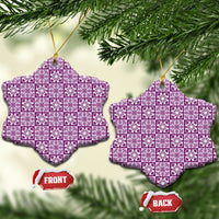 Poni Palaka Quilt Hawaii Ceramic Ornament Hawaiian Tropical Monstera Sea Turtle LT14 Snow Flake Purple - Polynesian Pride