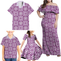 Poni Palaka Quilt Hawaii Family Matching Off Shoulder Maxi Dress and Hawaiian Shirt Hawaiian Tropical Monstera Sea Turtle LT14 - Polynesian Pride