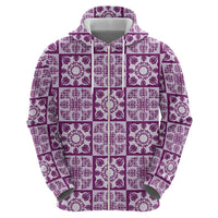 Poni Palaka Quilt Hawaii Hoodie Hawaiian Tropical Monstera Sea Turtle