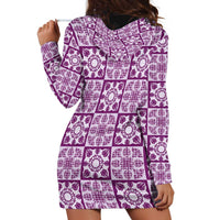 Poni Palaka Quilt Hawaii Hoodie Dress Hawaiian Tropical Monstera Sea Turtle