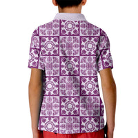 Poni Palaka Quilt Hawaii Kid Polo Shirt Hawaiian Tropical Monstera Sea Turtle