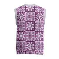 Poni Palaka Quilt Hawaii Christmas Knitted V-Neck Vest Hawaiian Tropical Monstera Sea Turtle LT14 - Polynesian Pride