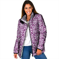 Poni Palaka Quilt Hawaii Padded Jacket Hawaiian Tropical Monstera Sea Turtle