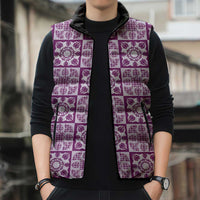 Poni Palaka Quilt Hawaii Sleeveless Puffer Jacket Hawaiian Tropical Monstera Sea Turtle