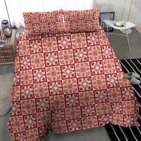 Ulaula Palaka Quilt Hawaii Bedding Set Hawaiian Tropical Monstera Sea Turtle