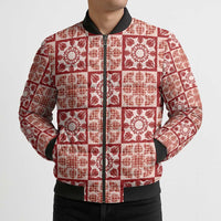 Ulaula Palaka Quilt Hawaii Bomber Puffer Jacket Hawaiian Tropical Monstera Sea Turtle
